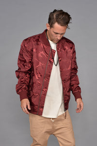 Tonal Fatigue Bomber Jacket (Burgundy)