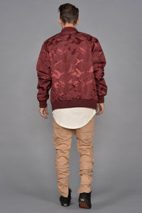 Tonal Fatigue Bomber Jacket (Burgundy)