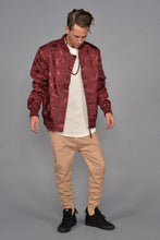 Load image into Gallery viewer, Tonal Fatigue Bomber Jacket (Burgundy)