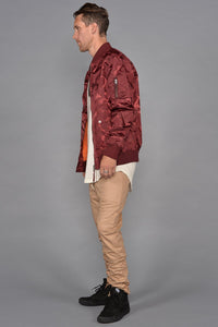 Tonal Fatigue Bomber Jacket (Burgundy)