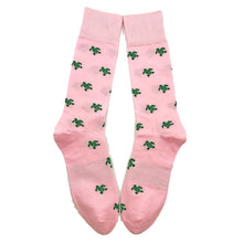 Load image into Gallery viewer, Turtle Socks - Men&#39;s Mid Calf - Green on Pink